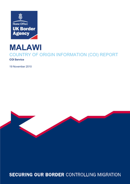 MALAWI COUNTRY of ORIGIN INFORMATION (COI) REPORT COI Service