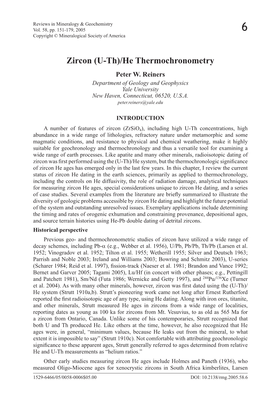 Zircon (U-Th)/He Thermochronometry Peter W