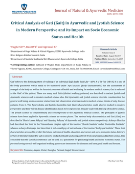 Critical Analysis of Gati (Gait) in Ayurvedic and Jyotish Science in Modern Perspective and Its Impact on Socio Economic Status and Health