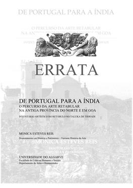 De Portugal Para a Índia O Percurso Da Arte Retabular Na Antiga Província Do Norte E Em Goa