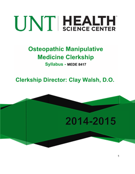 Osteopathic Manipulative Medicine Clerkship Syllabus - MEDE 8417