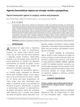 Topical Hemostatic Agents in Surgery: Review and Prospects