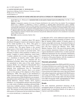 Anatomical Study on Some Species of Genus Cyperus in Northern Iran