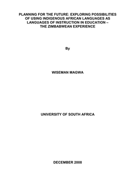 Exploring Possibilities of Using Indigenous African Languages As Languages of Instruction in Education – the Zimbabwean Experience