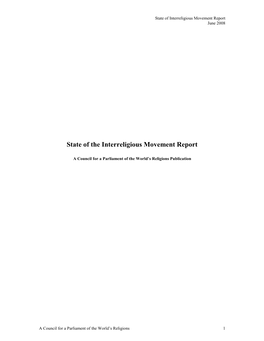 State of the Interreligious Movement Report