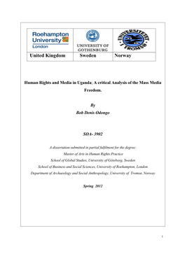 Human Rights and Media in Uganda; a Critical Analysis of the Mass Media Freedom
