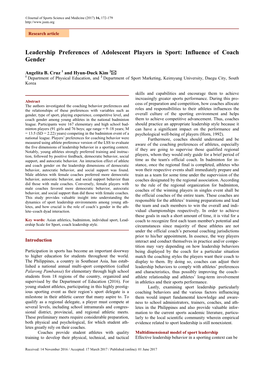 Research Article, J Sport Sci