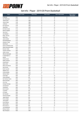 Player - 2019-20 Prizm Basketball