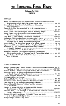 Volume 7, 1980 INDEX