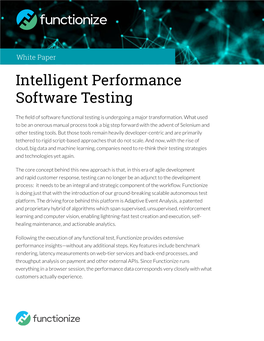 Intelligent Performance Software Testing