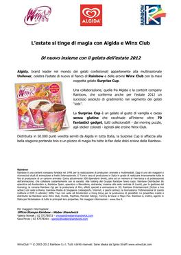 L'estate Si Tinge Di Magia Con Algida E Winx Club