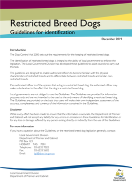 Restricted Breed Dogs Guidelines for Identification December 2019