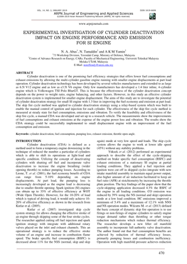 Experimental Investigation of Cylinder Deactivation Impact on Engine Performance and Emission for Si Engine