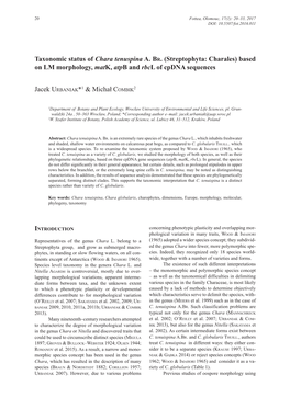 Taxonomic Status of Chara Tenuspina A. Br