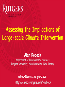 Assessing the Implications of Large-Scale Climate Intervention