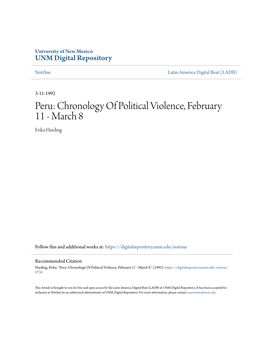 Peru: Chronology of Political Violence, February 11 - March 8 Erika Harding