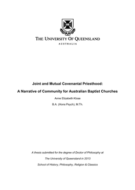 Joint and Mutual Covenantal Priesthood: a Narrative Of