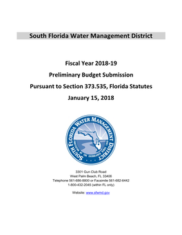 SFWMD FY2019 Preliminary Budget Submission