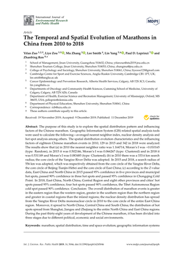 The Temporal and Spatial Evolution of Marathons in China from 2010 to 2018