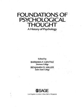 FOUNDATIONS of PSYCHOLOGICAL THOUGHT a History of Psychology