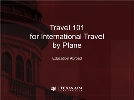 Travel 101 for International Travel by Plane