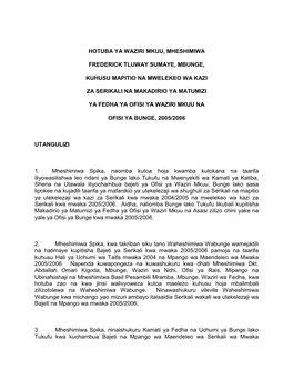 Hotuba Ya Waziri Mkuu, Mheshimiwa Frederick Tluway Sumaye, Mbunge, Kuhusu Mapitio Na Mwelekeo Wa Kazi Za Serikali Na Makadirio Y