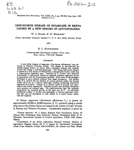 Leaf-Scorch Disease of Sugarcane in Kenya Caused by a New Species of Leptosphaeria