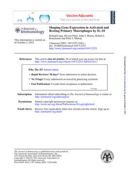 Resting Primary Macrophages by IL-10 Shaping Gene Expression In