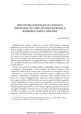 Identităţi Naţionale Și Conflict Ideologic În Caricaturile Și Grafica Războiului Rece (1950-1955)