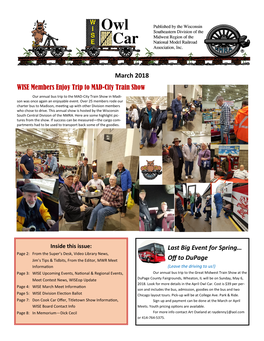 March 2018 Last Big Event for Spring… Off to Dupage WISE Members