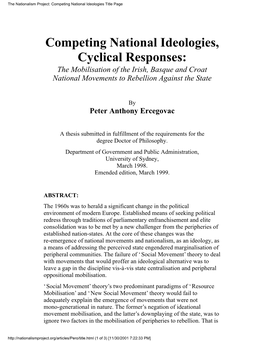 The Nationalism Project: Competing National Ideologies Title Page