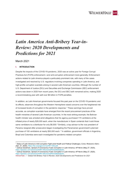 Latin America Anti-Bribery Year-In-Review: 2020