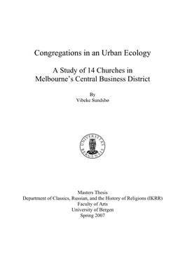 Congregations in an Urban Ecology