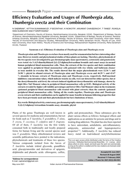 Efficiency Evaluation and Usages of Thunbergia Alata, Thunbergia Erecta and Their Combination