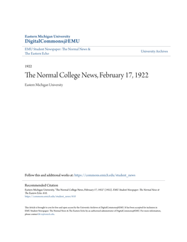 The Normal College News, February 17, 1922
