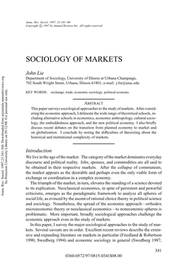 Sociology of Markets