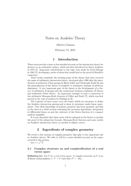 Notes on Arakelov Theory