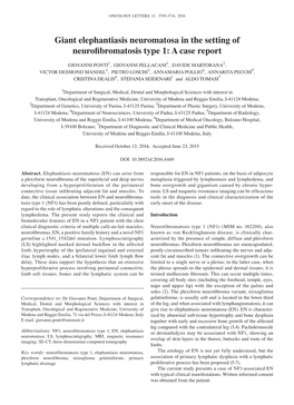 Giant Elephantiasis Neuromatosa in the Setting of Neurofibromatosis Type 1: a Case Report