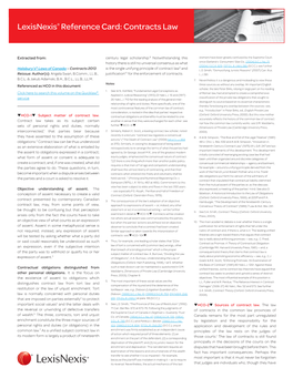 Lexisnexis® Reference Card: Contracts Law 1 Lexisnexis® Reference Card: Contracts Law