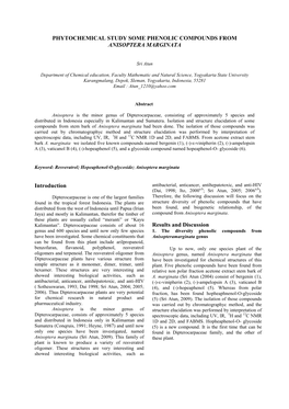 Phytochemical Study Some Phenolic Compounds from Anisoptera Marginata