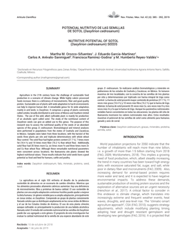 NUTRITIVE POTENTIAL of SOTOL (Dasylirion Cedrosanum) SEEDS