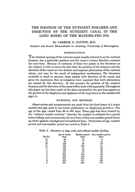 The Position of the Nutrient Foramen and Direction of the Nutrient Canal in the Long Bones of the Madder-Fed Pig by Carrick G