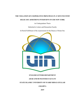 THE VIOLATION of COOPERATIVE PRINCIPLES in 22 MINUTES with BILLIE JOE ARMSTRONG INTERVIEW on CBS NEW YORK an Undergraduate Thesi