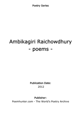 Ambikagiri Raichowdhury - Poems