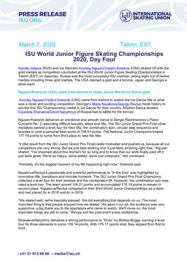ISU World Junior Figure Skating Championships 2020, Day Four