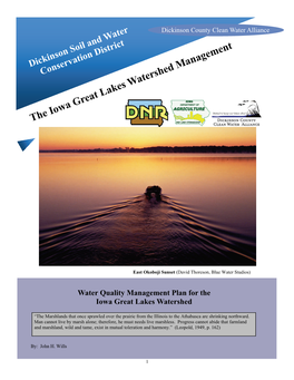 The Iowa Great Lakes Watershed Management Plan So Load Reductions Can Be Reassessed