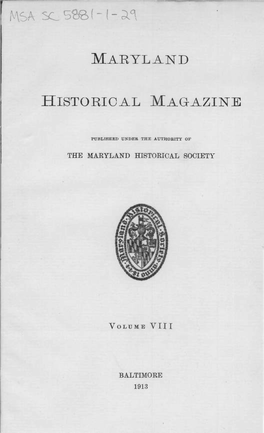 Maryland Historical Magazine, 1913, Volume 8, Issue No. 1