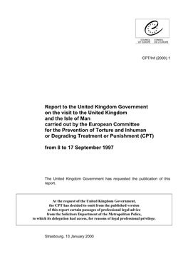 Report to the United Kingdom Government on the Visit to the United Kingdom and the Isle of Man Carried out by the European Commi