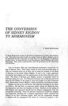 The Conversion of Sidney Rigdon to Mormonism