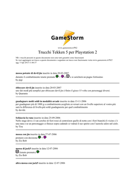 Trucchi Tekken 5 Per Playstation 2